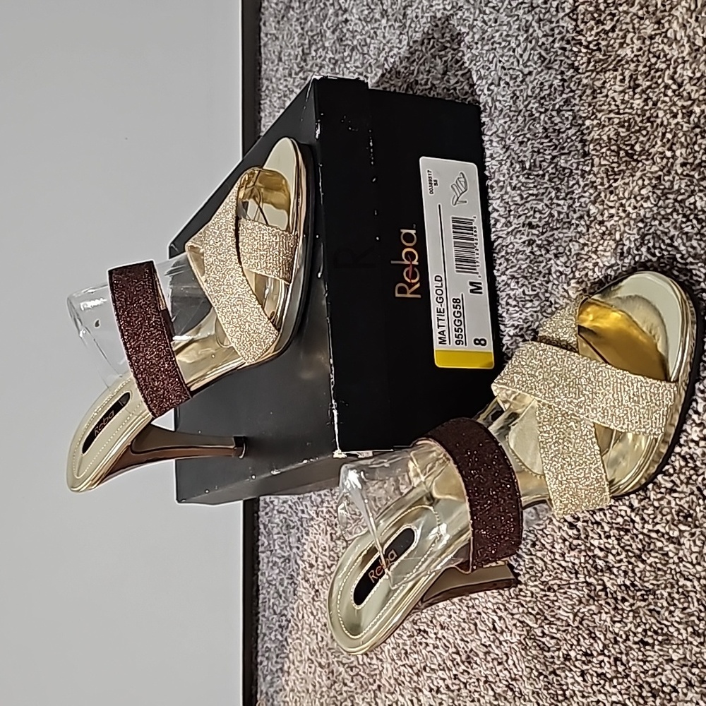 Reba Mattie gold slip on high heels